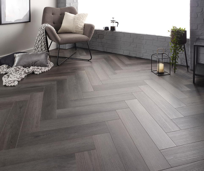 Smoked Charcoal 5.0mm Herringbone Waterproof Click Vinyl