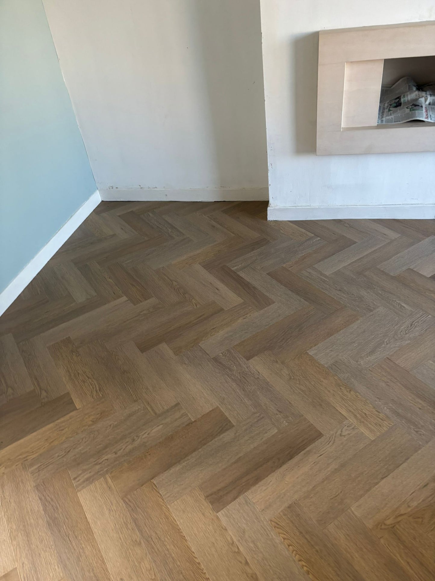 Invictus Brushed Oak Herringbone Glue Down Waterproof Flooring