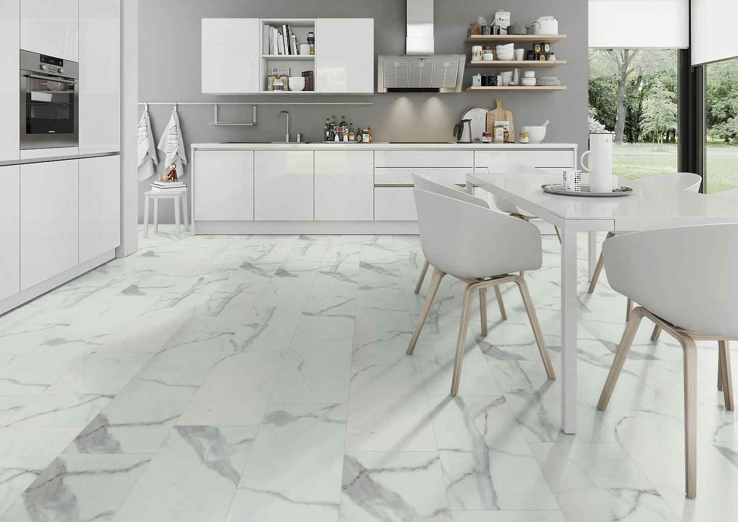Lunar Marble 5.5mm Tile Effect Waterproof Click Vinyl