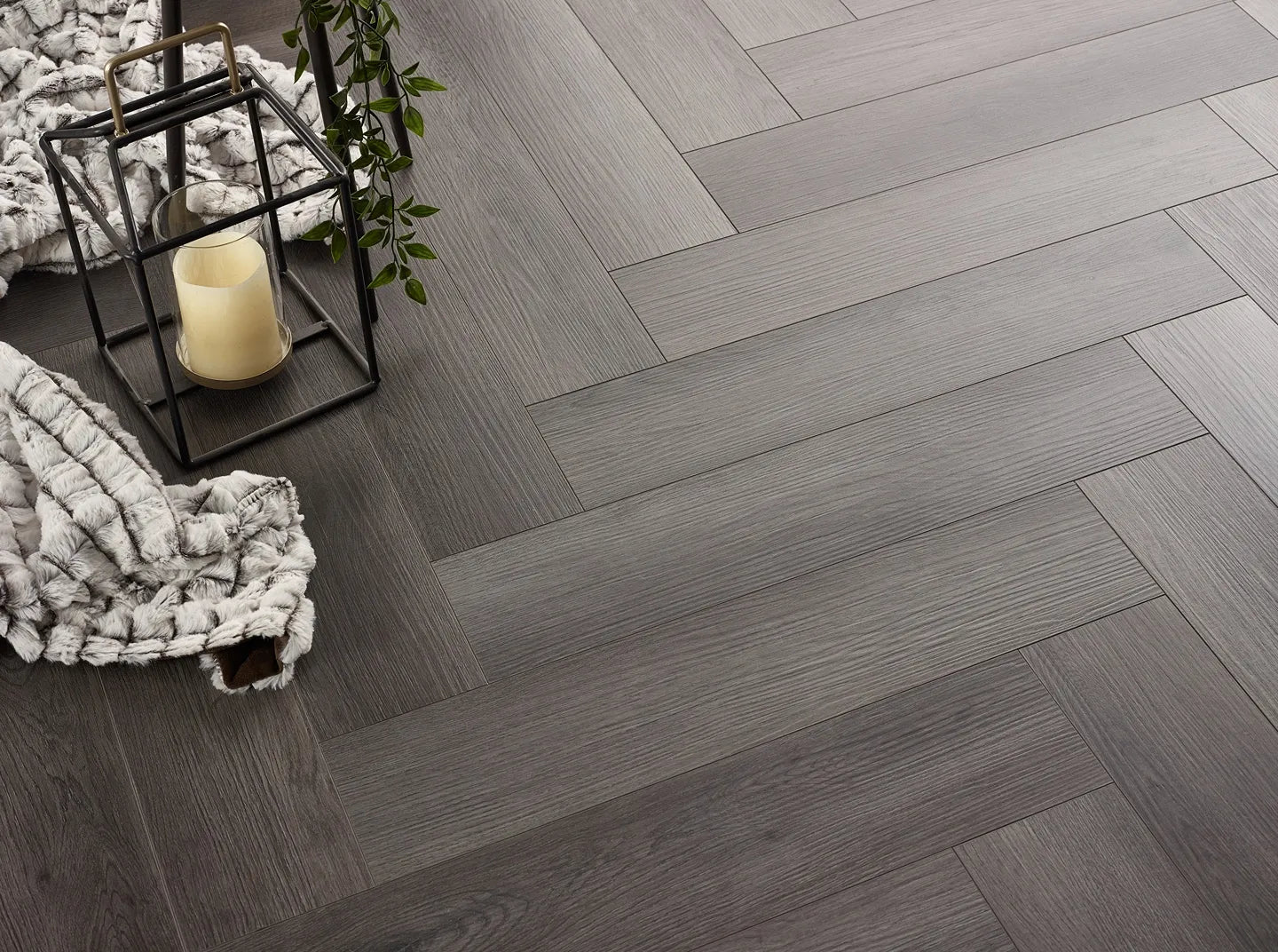 Smoked Charcoal 5.0mm Herringbone Waterproof Click Vinyl
