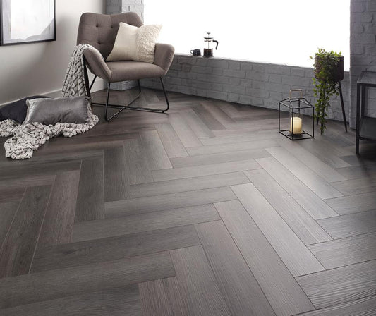 Smoked Charcoal 5.0mm Herringbone Waterproof Click Vinyl