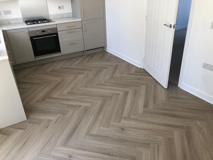 Smoked Oak 5.5mm Herringbone Waterproof Click Vinyl