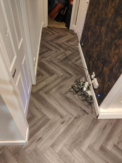 Smokewash Grey Timber 5.0mm Herringbone Waterproof Click Vinyl