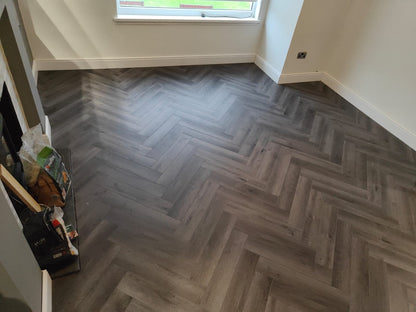 Smokewash Grey Timber 5.0mm Herringbone Waterproof Click Vinyl