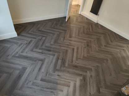 Smokewash Grey Timber 5.0mm Herringbone Waterproof Click Vinyl