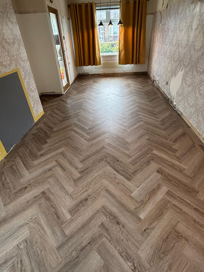 Invictus Farmhouse Oak Herringbone Glue Down Waterproof Flooring