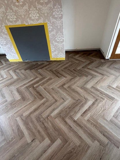 Invictus Farmhouse Oak Herringbone Glue Down Waterproof Flooring