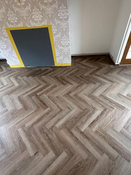 Invictus Farmhouse Oak Herringbone Glue Down Waterproof Flooring