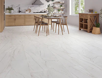 White Marbled Stone 10mm Tile Effect Waterproof Laminate