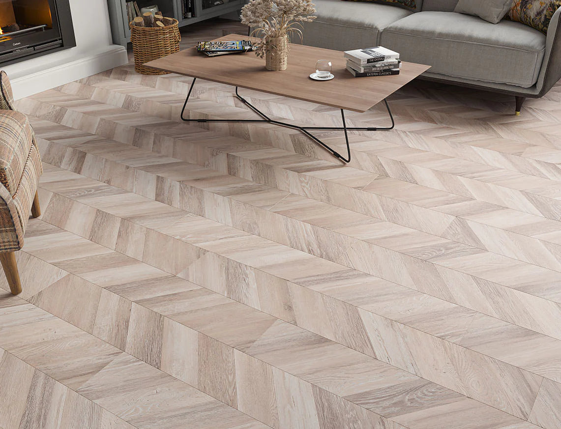 Beige 8mm Chevron Staight Laminate