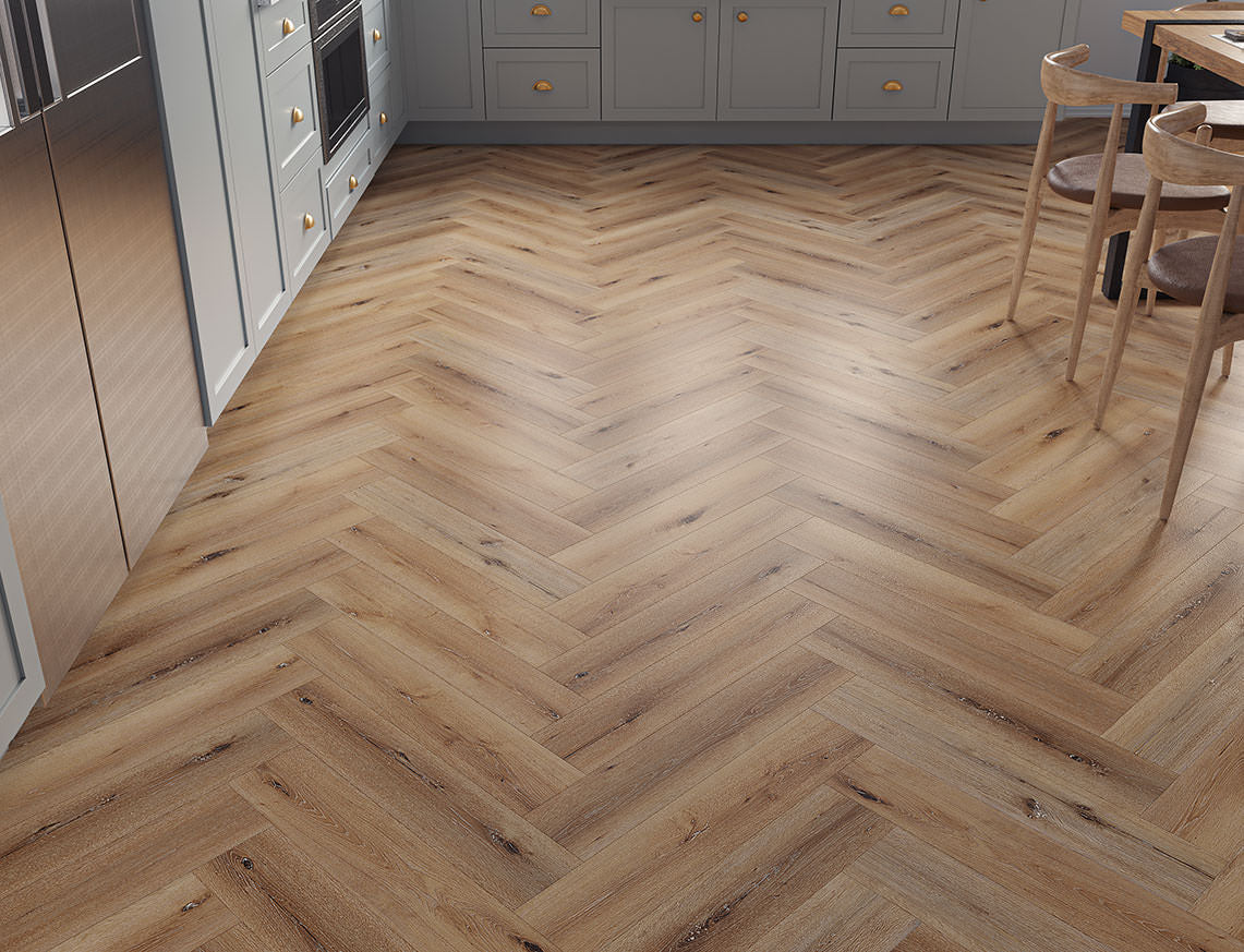Amberwood Oak 5mm Unilin Herringbone Waterproof Click Vinyl