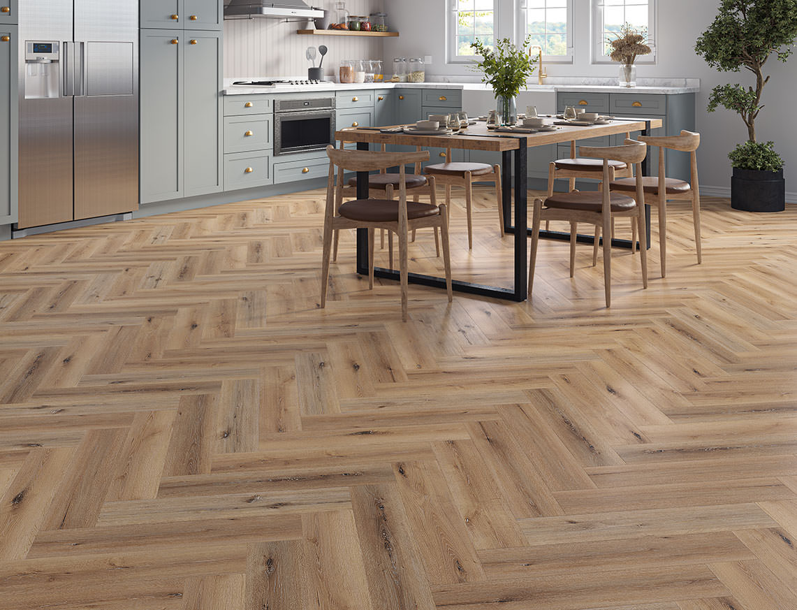 Amberwood Oak 5mm Unilin Herringbone Waterproof Click Vinyl