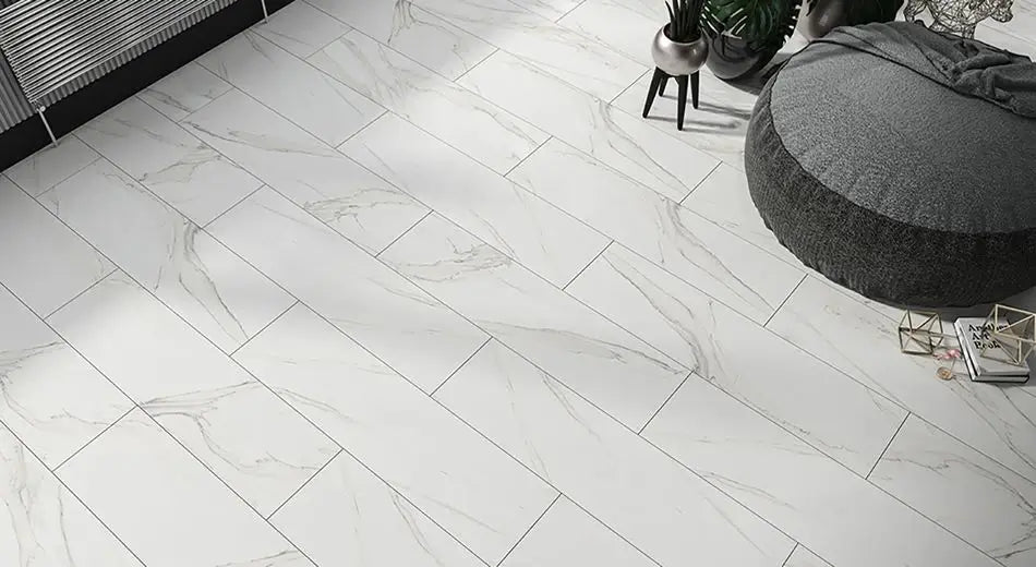 White Stone 10mm Tile Effect Waterproof Laminate