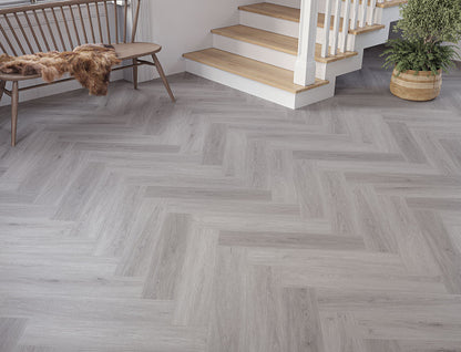 Silvermist Oak 6.5mm Unilin Herringbone Waterproof Click Vinyl