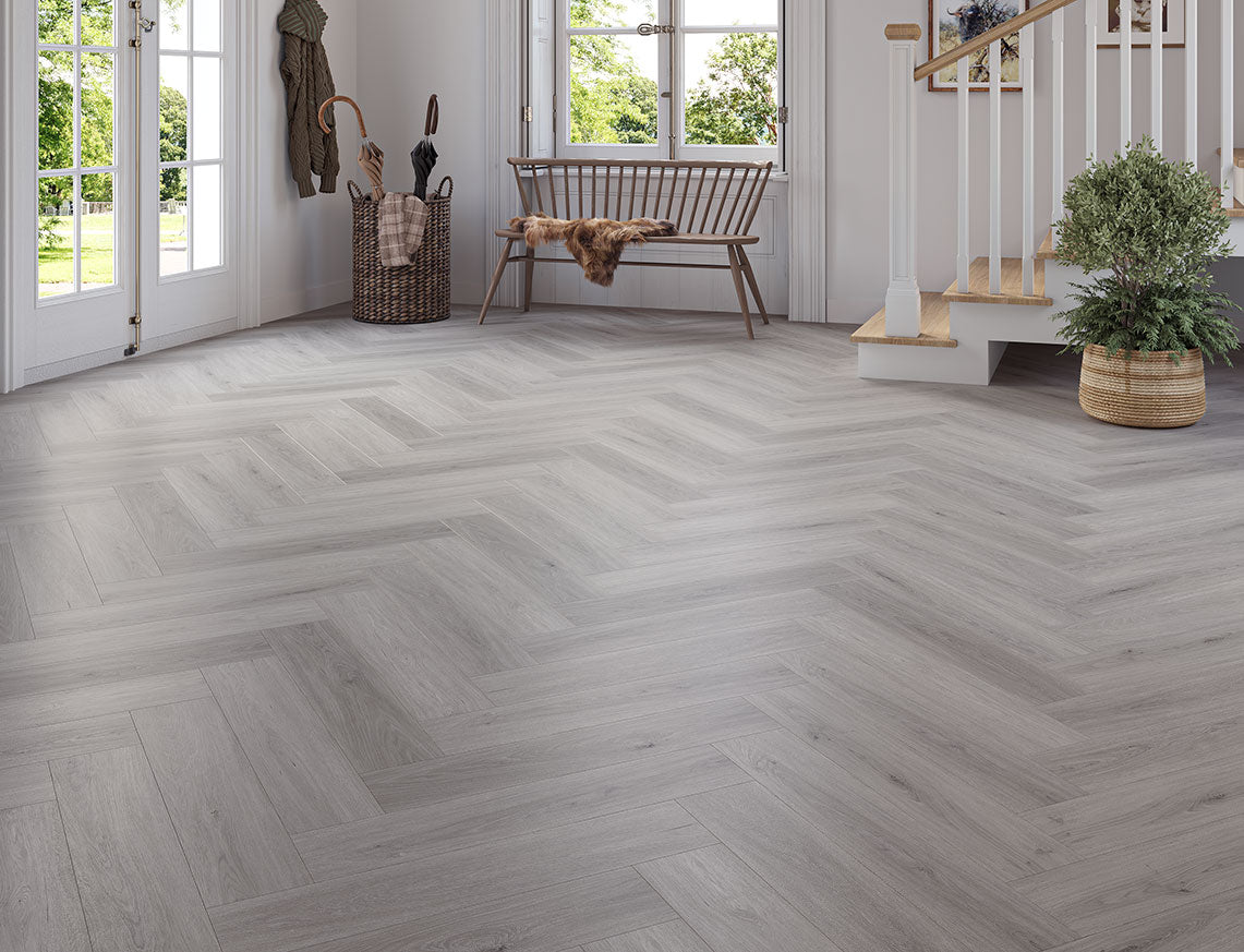 Silvermist Oak 6.5mm Unilin Herringbone Waterproof Click Vinyl