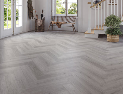 Silvermist Oak 6.5mm Unilin Herringbone Waterproof Click Vinyl