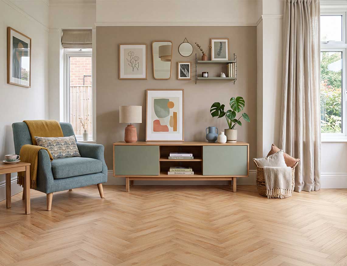 Sunny Side Up 2.5mm Herringbone Glue Down LVT