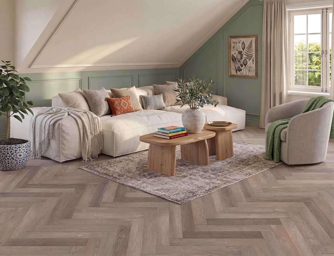 Overnight Oats 2.5mm Herringbone Glue Down LVT