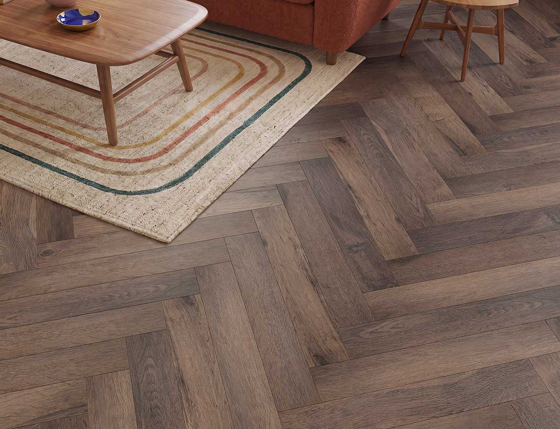 Double Espresso 2.5mm Herringbone Glue Down LVT