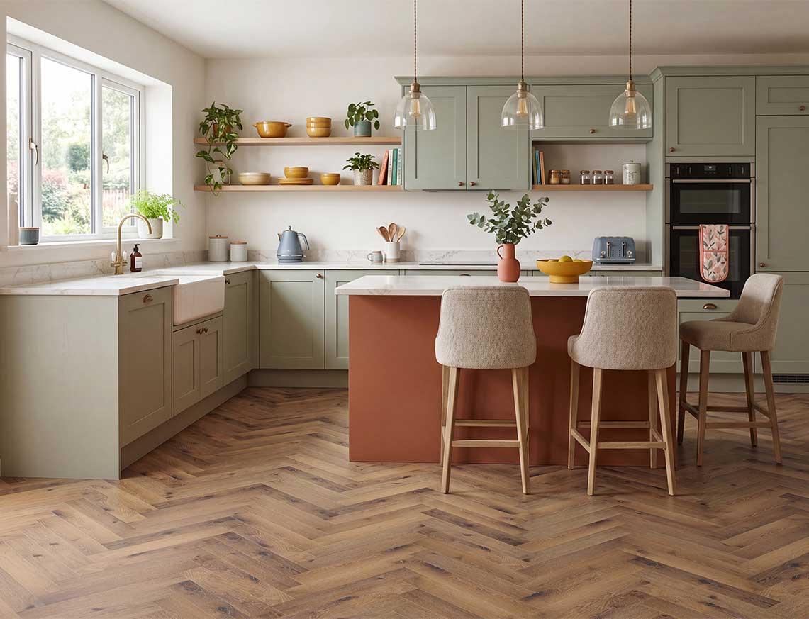 Maple Morning 2.5mm Herringbone Glue Down LVT