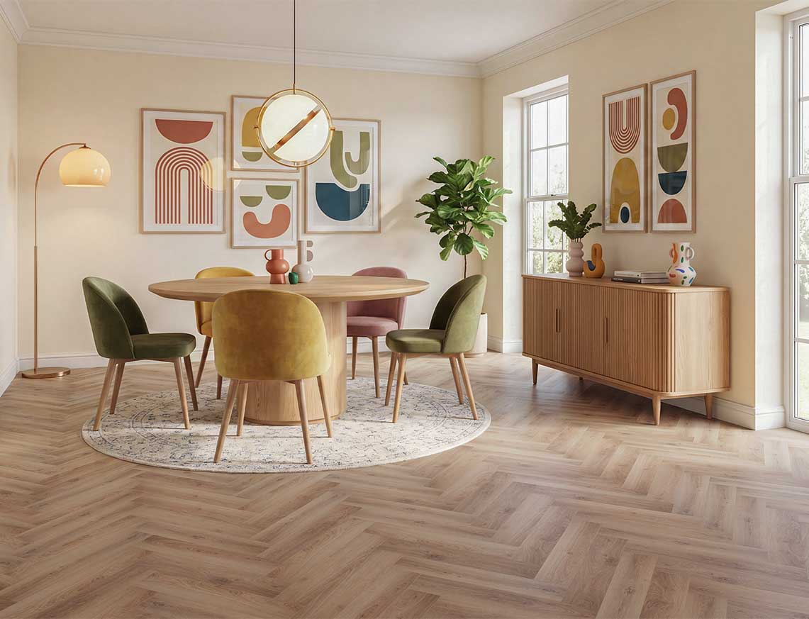 Sticky Toffee 3mm Herringbone Glue Down LVT
