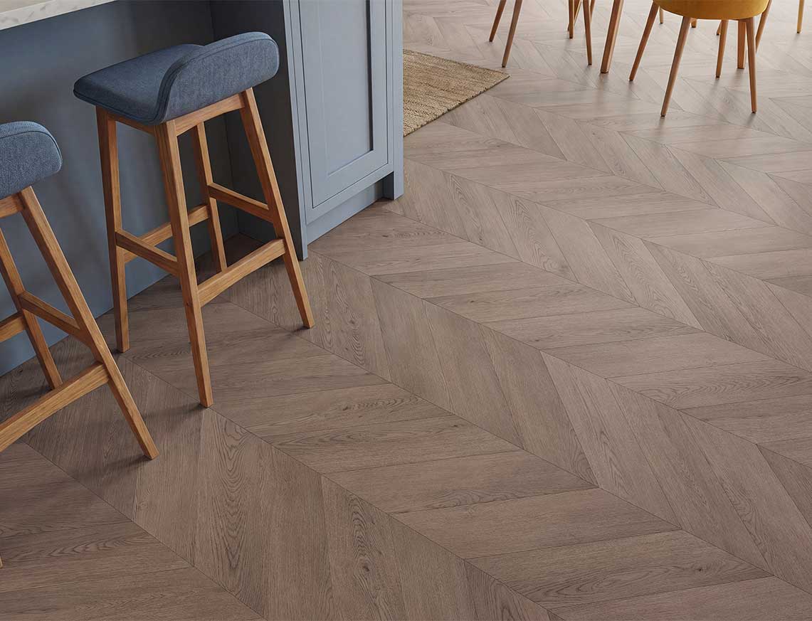 Hot Cocoa 3mm Chevron Glue Down LVT
