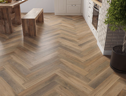 Caramel Ember Oak 6.5mm Unilin Herringbone Waterproof Click Vinyl