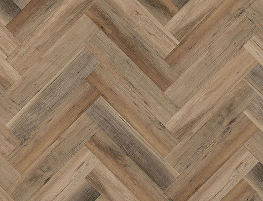Caramel Ember Oak 6.5mm Unilin Herringbone Waterproof Click Vinyl