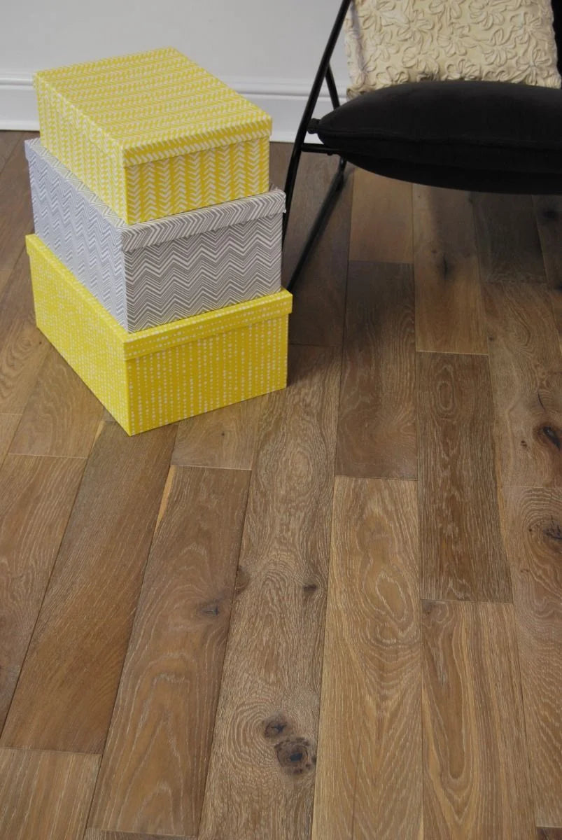 Brushed, Oiled & Hard Waxed 14/3 x 125mm Smoked Oak Straight Engineered
