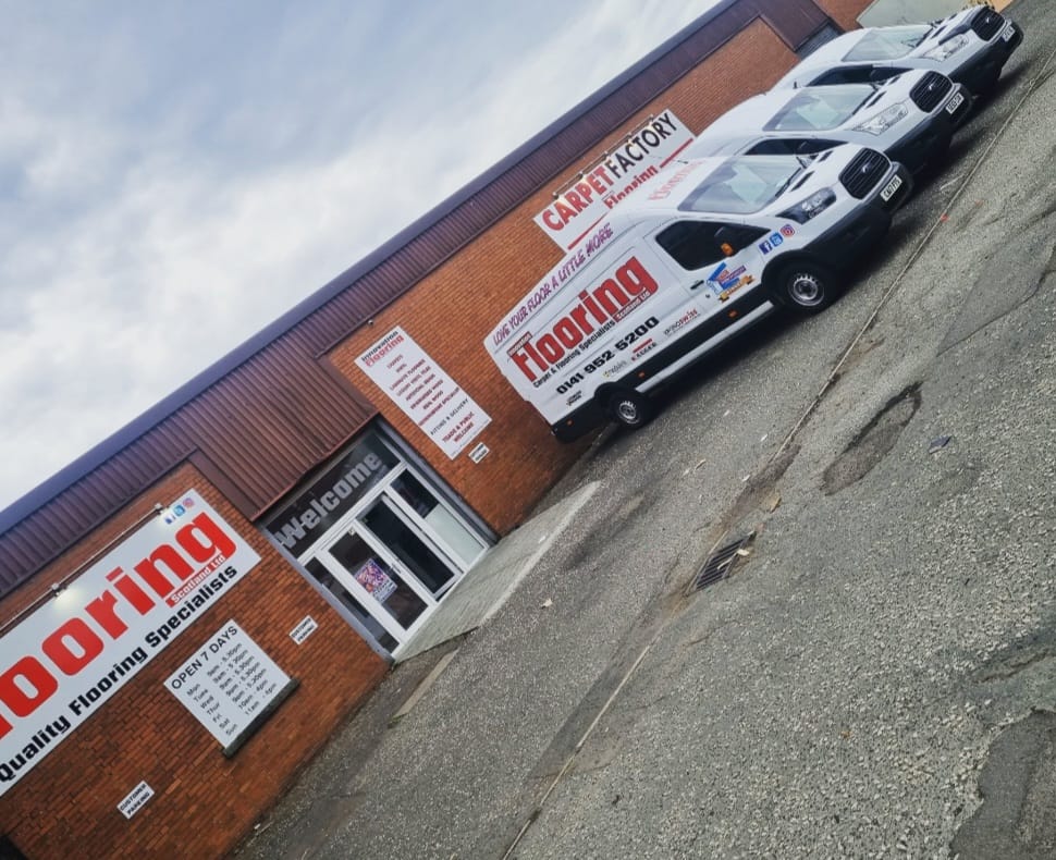 Innovation Flooring Direct showroom and delivery vans, South Elgin Place, Clydebank