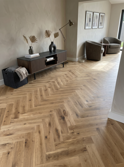 Belgravia Natural Oak Solid Herringbone 90mm x 18mm