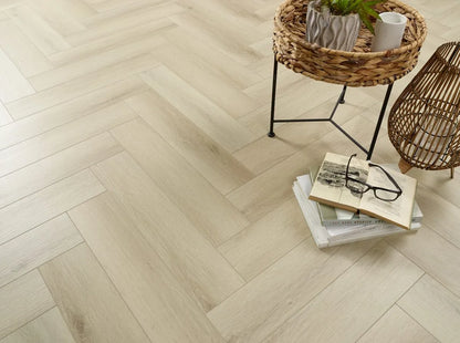 Ivory Ash 5.0mm Herringbone Waterproof Click Vinyl
