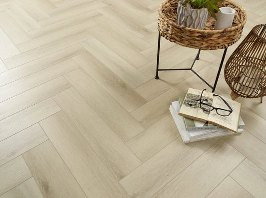 Ivory Ash 5.0mm Herringbone Waterproof Click Vinyl